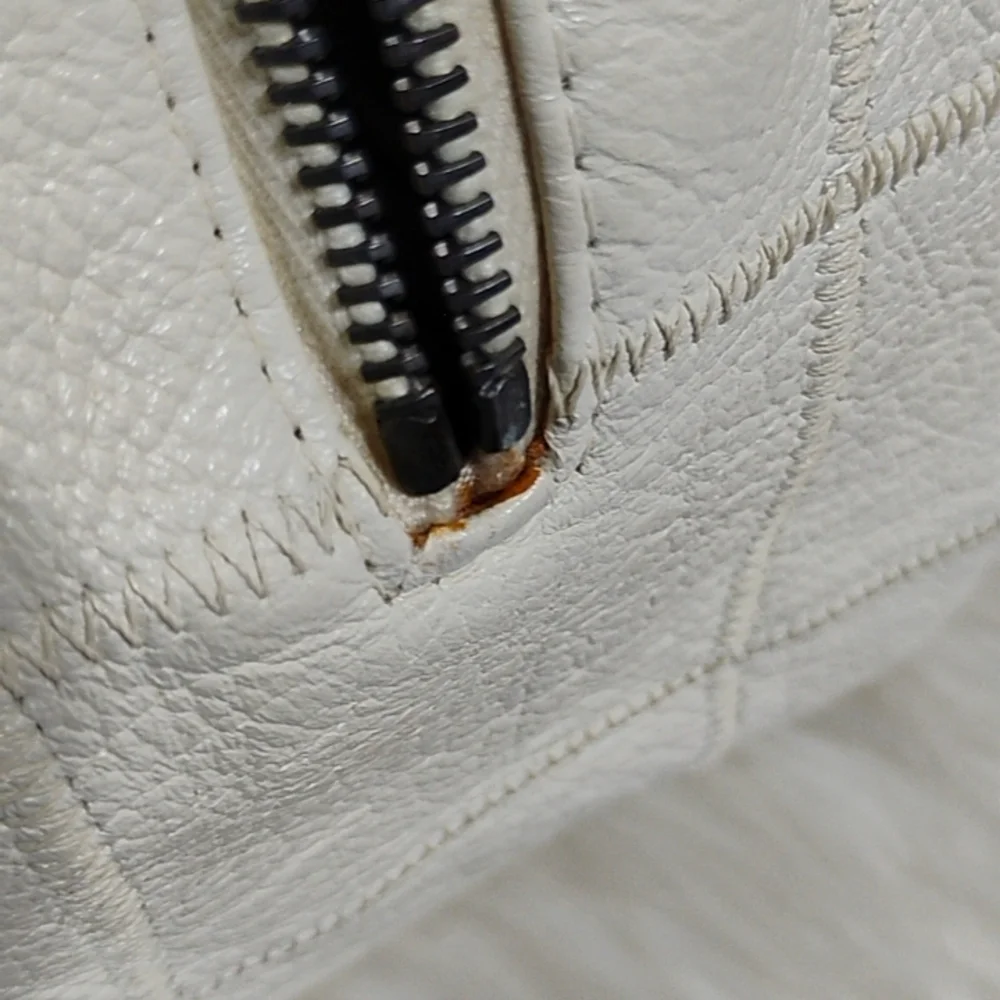 Chanel Choco Bar Coco Mark Lux Square Stitch White Boston Bowler Handbag